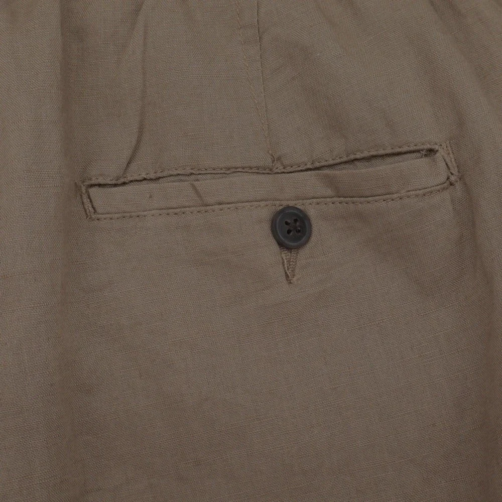 NEW H&M LOGG Womens Size S Khaki Tan Linen Cotton Blend Elastic Waist Pants